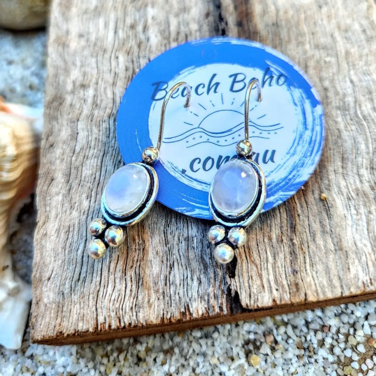 MOONSTONE DREAMS - MOONSTONE 925 SILVER HOOK EARRINGS