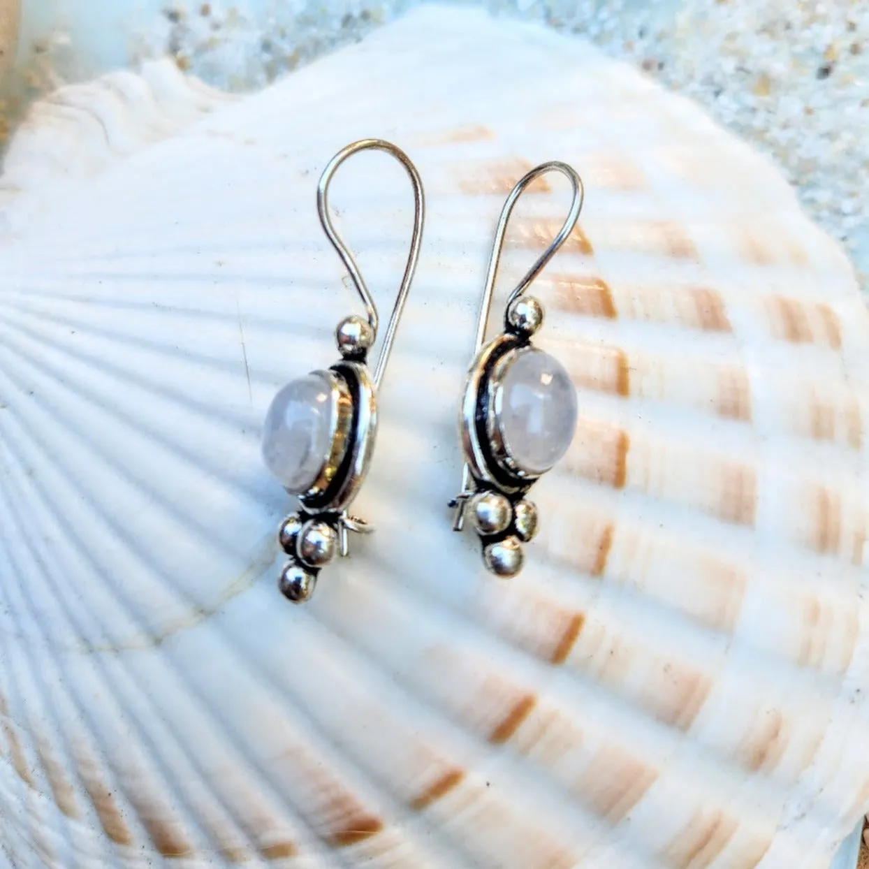 MOONSTONE DREAMS - MOONSTONE 925 SILVER HOOK EARRINGS