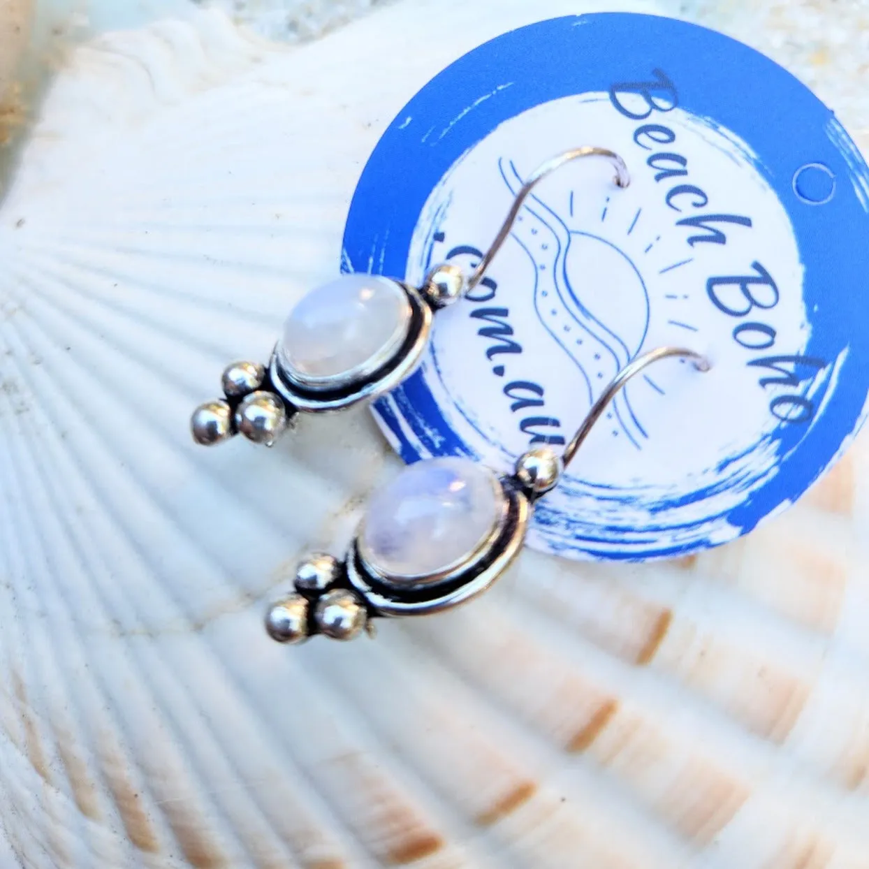 MOONSTONE DREAMS - MOONSTONE 925 SILVER HOOK EARRINGS