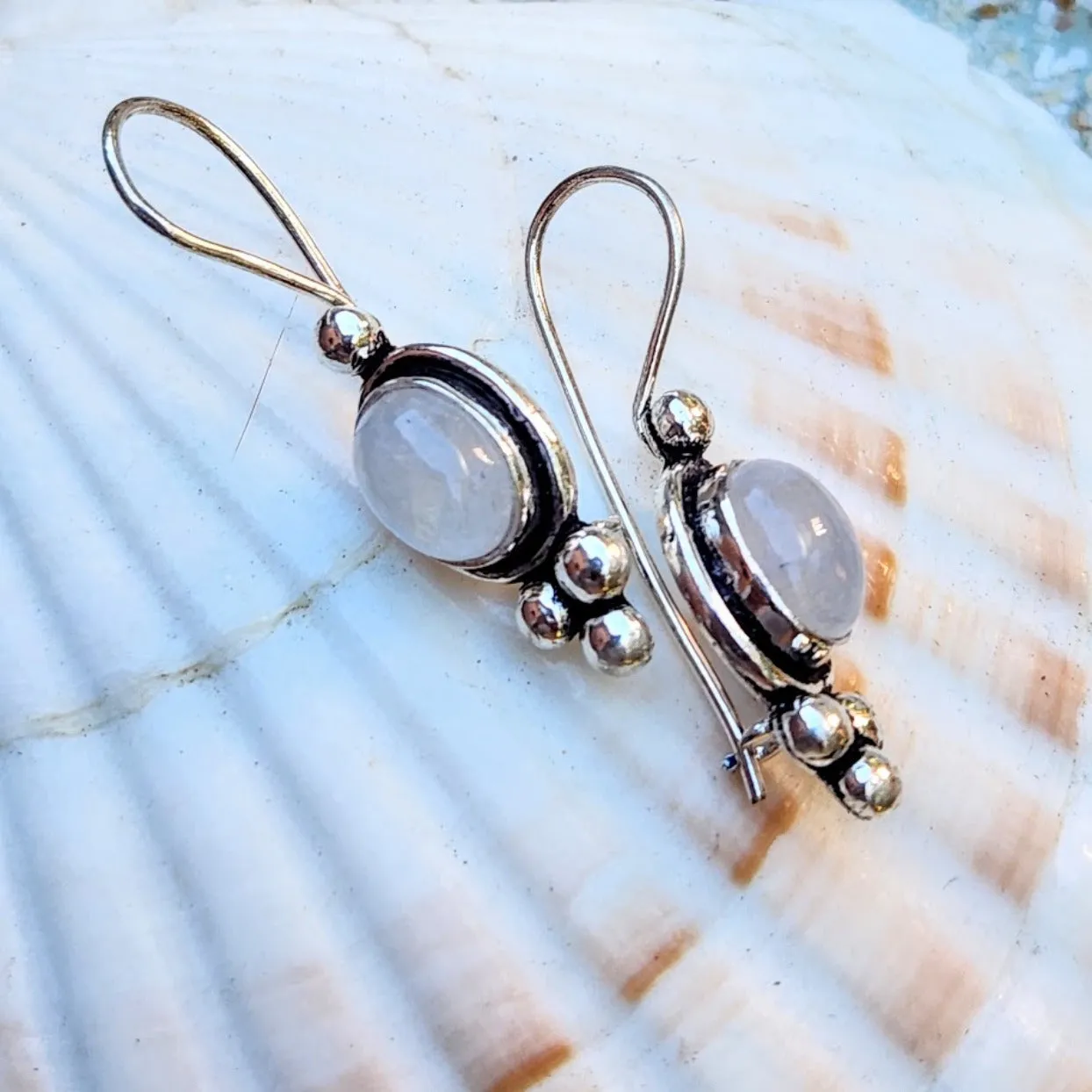 MOONSTONE DREAMS - MOONSTONE 925 SILVER HOOK EARRINGS