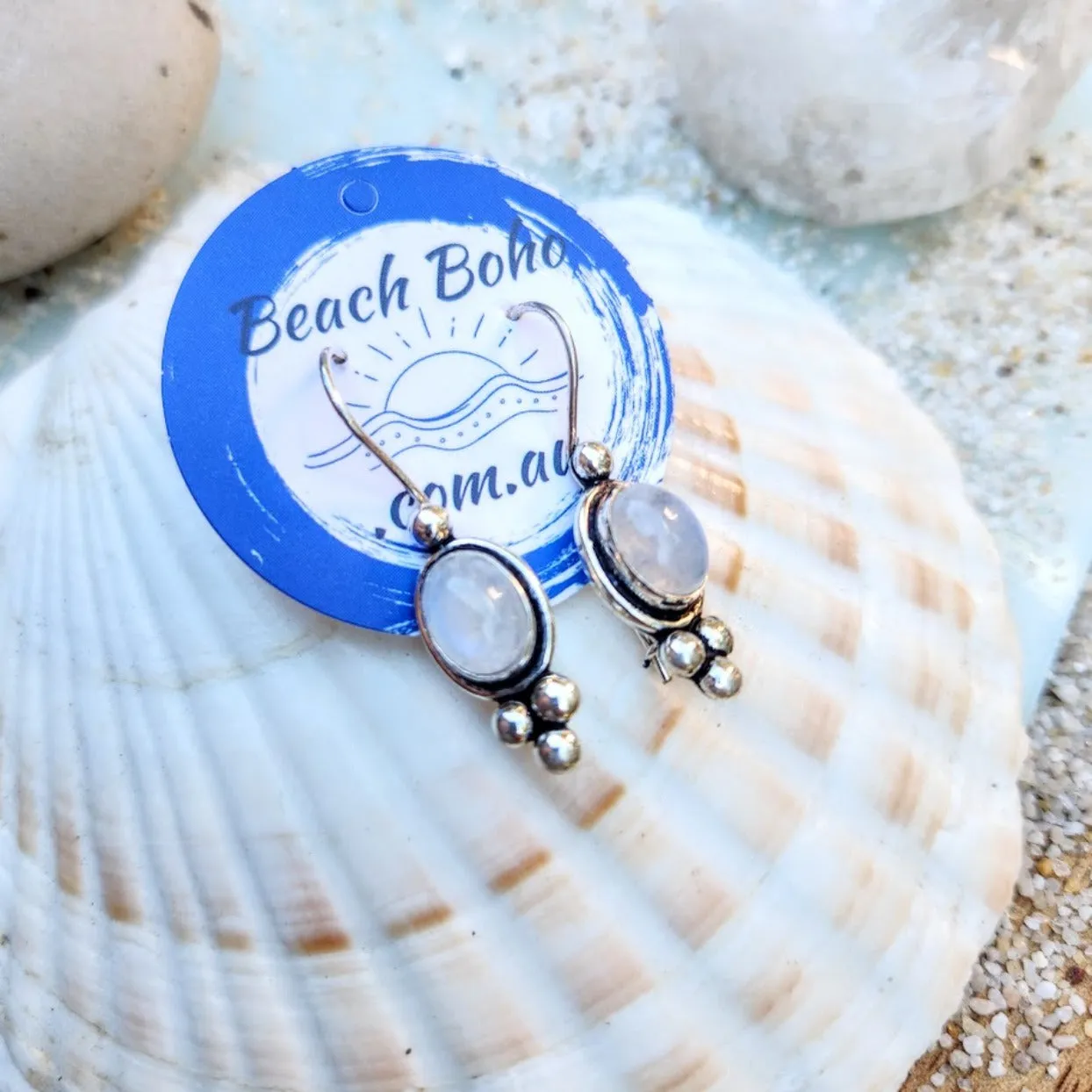 MOONSTONE DREAMS - MOONSTONE 925 SILVER HOOK EARRINGS