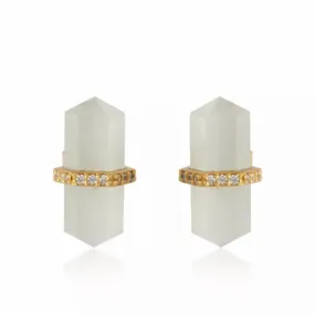 Moonstone Gemstone Pencil-Cut Gemstone Stud Earrings