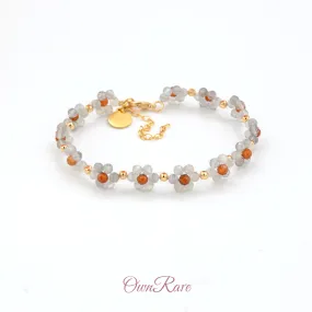 Moonstone Orange Garnet Handmade Flower Bracelets