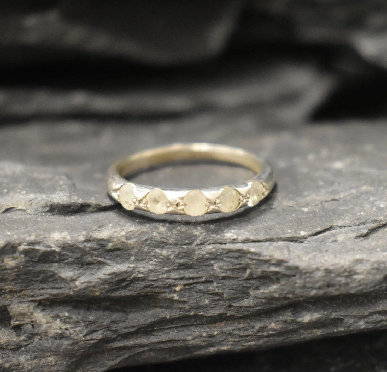 Moonstone Ring - White Eternity Band - Dainty Vintage Ring