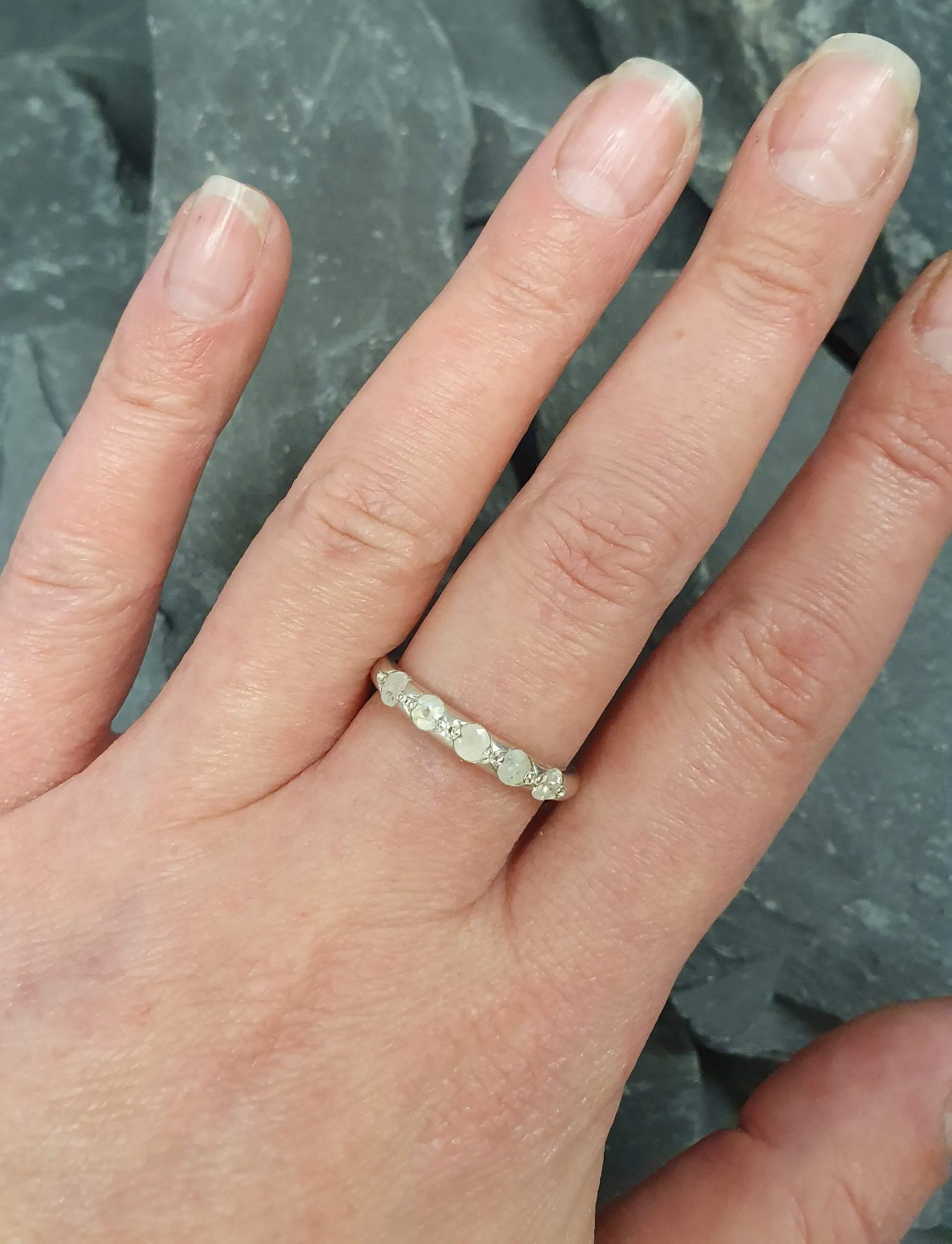 Moonstone Ring - White Eternity Band - Dainty Vintage Ring