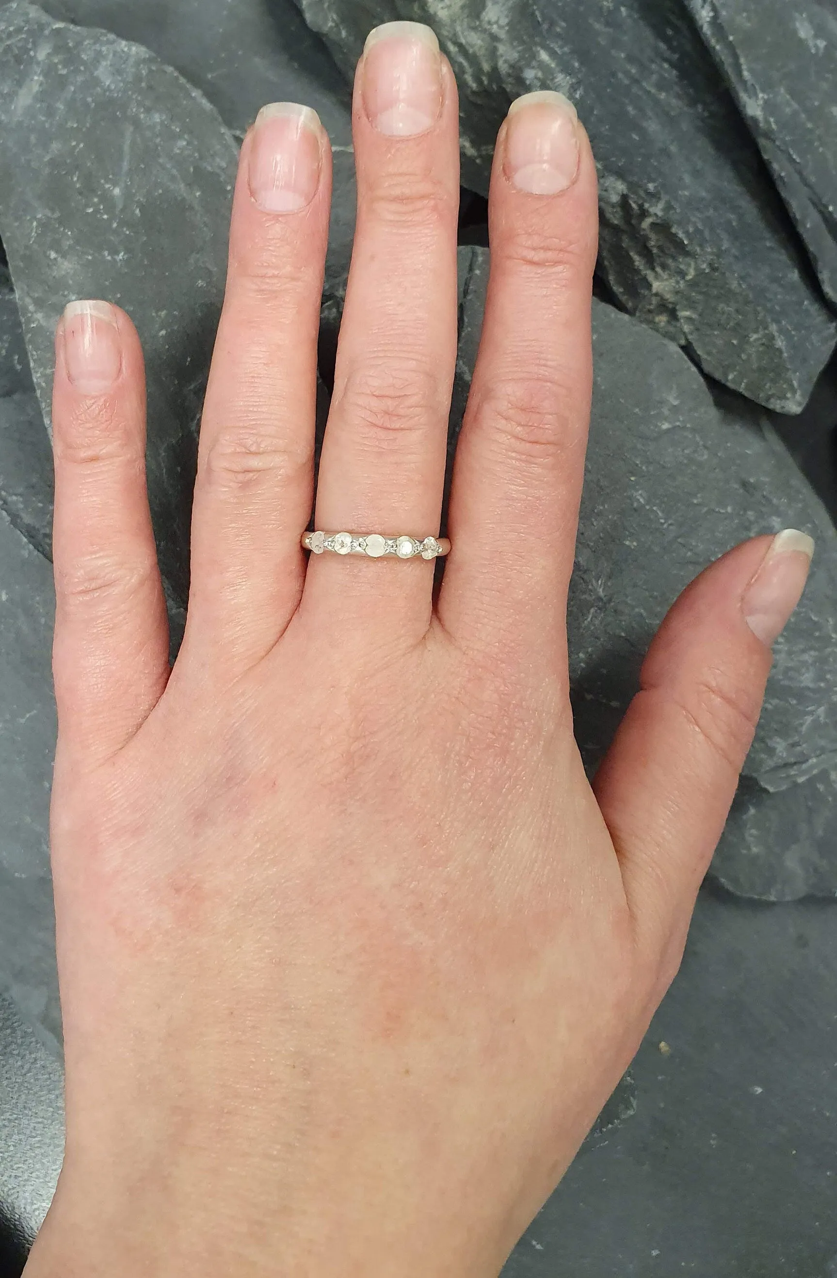 Moonstone Ring - White Eternity Band - Dainty Vintage Ring