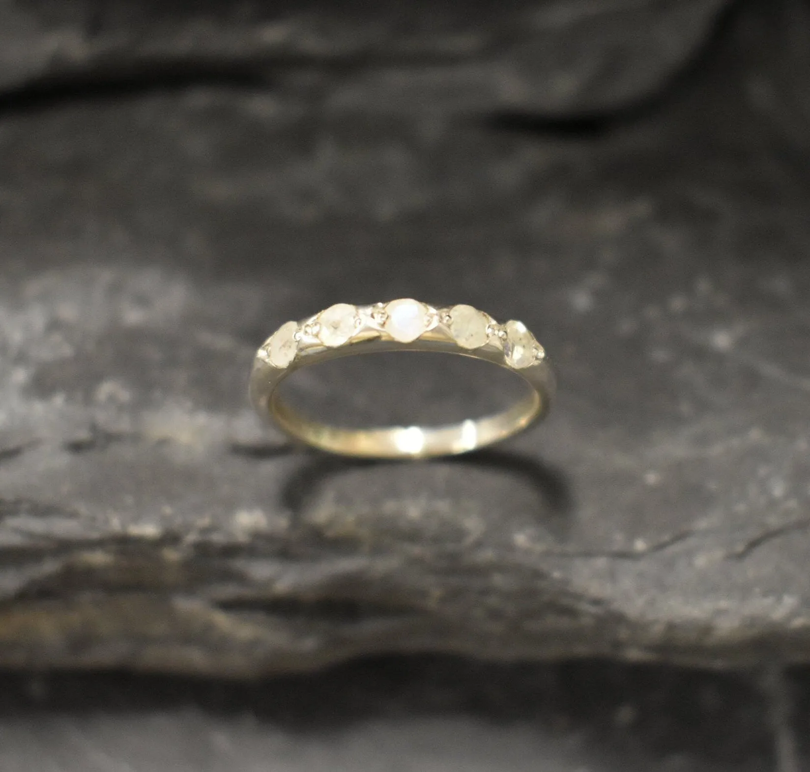 Moonstone Ring - White Eternity Band - Dainty Vintage Ring