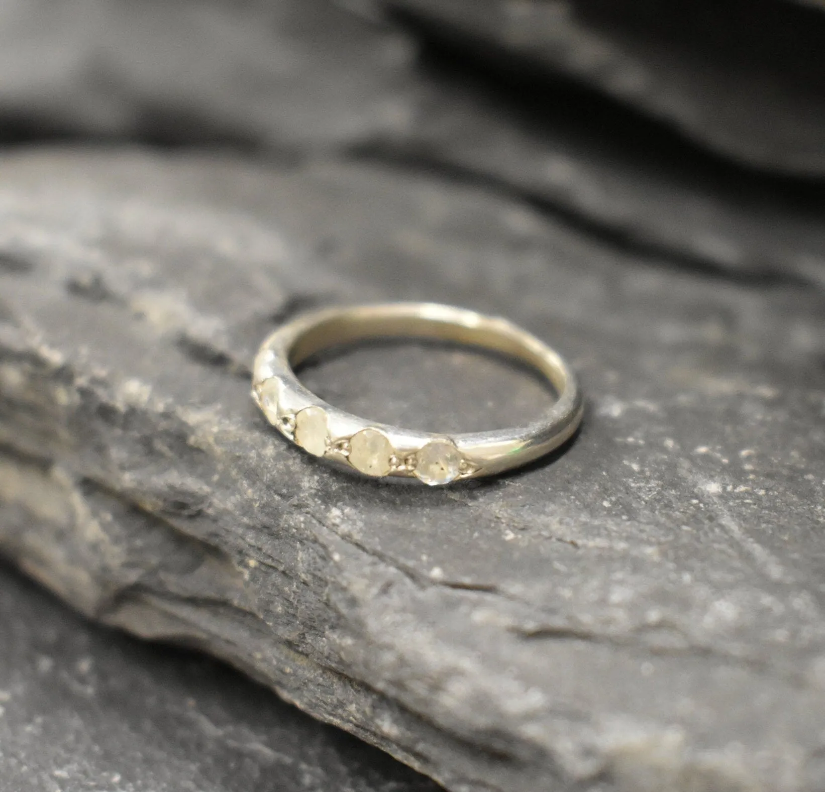Moonstone Ring - White Eternity Band - Dainty Vintage Ring