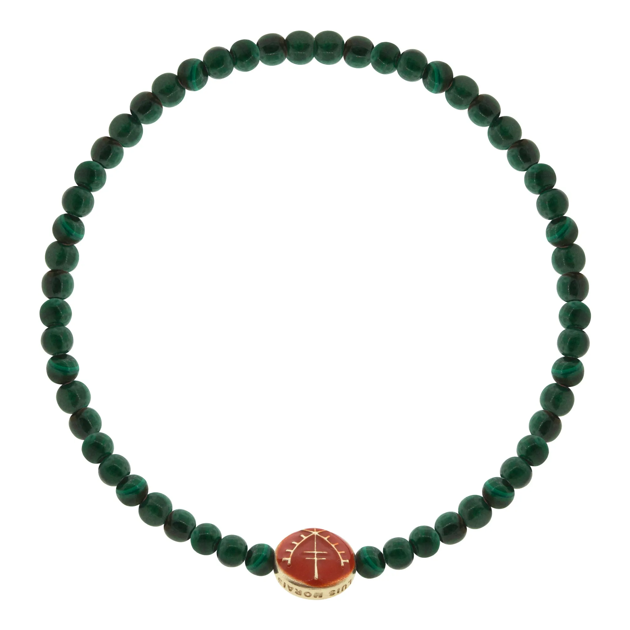Moor Enameled Small Disk on Malachite Beaded Bracelet
