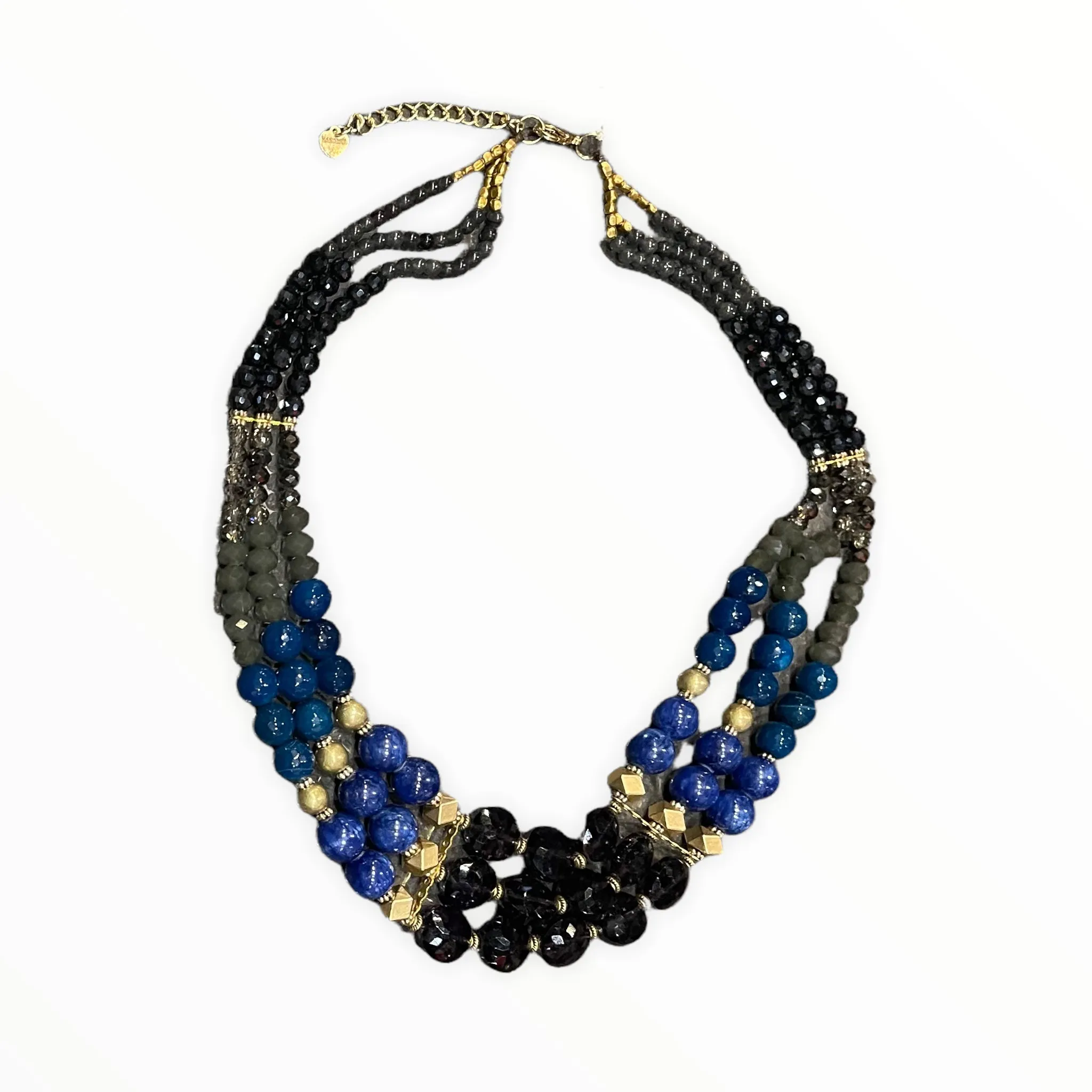 MULTI STRAND BLUE MIX BEADED NECKLACE