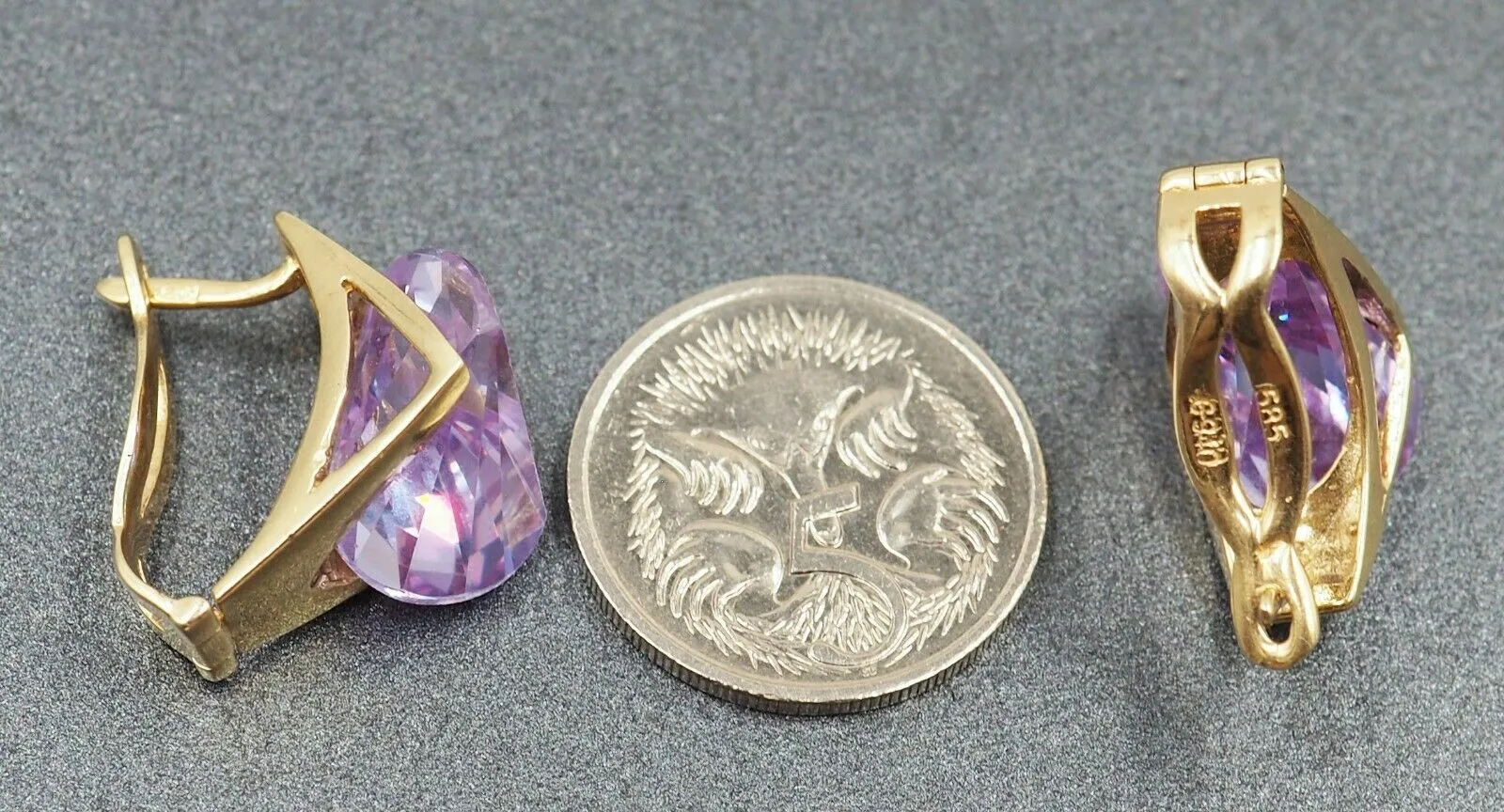Mystic Topaz 14ct Yellow Gold Huggie Style Earrings