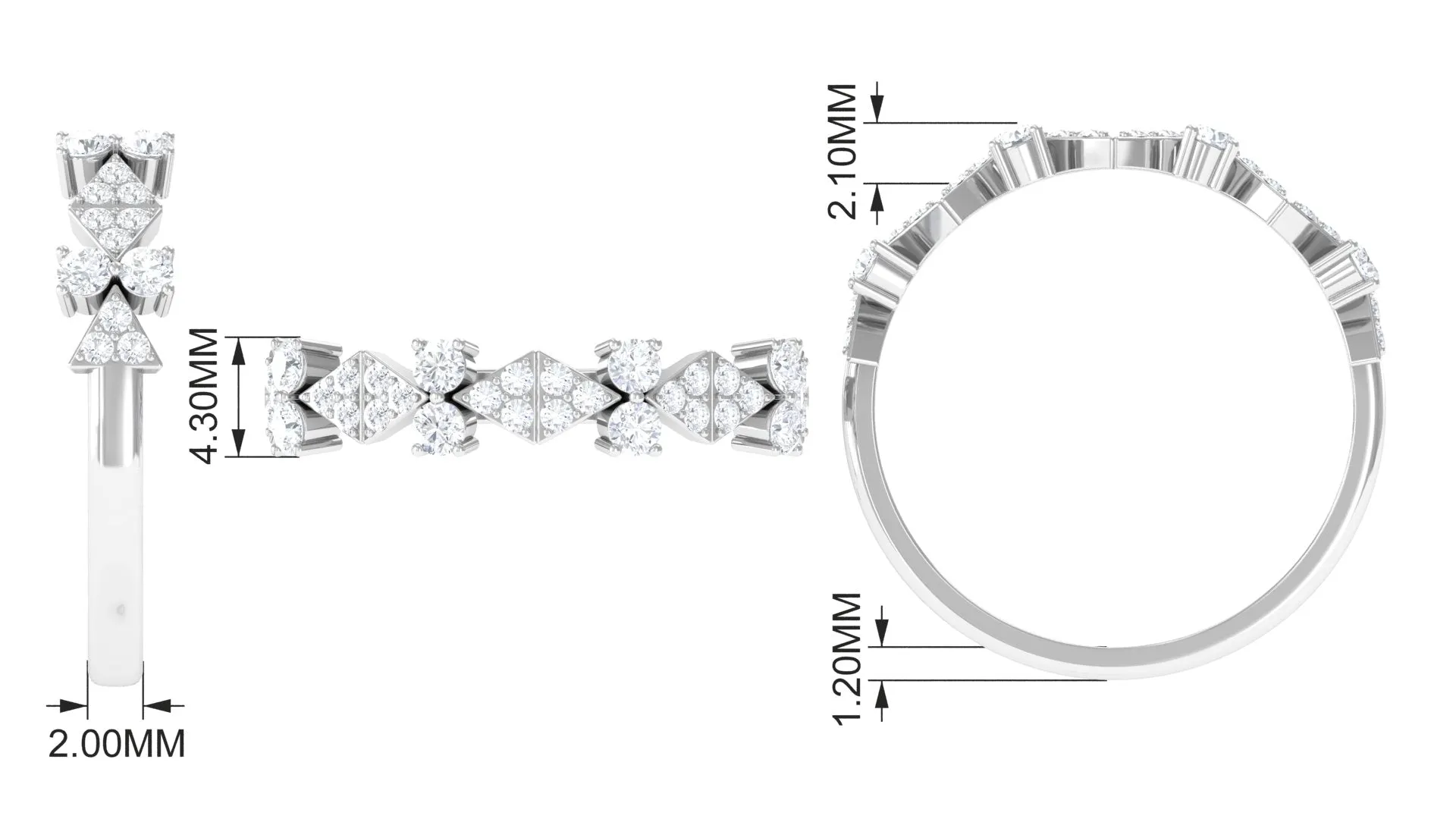 Natural Diamond Designer Half Eternity Ring