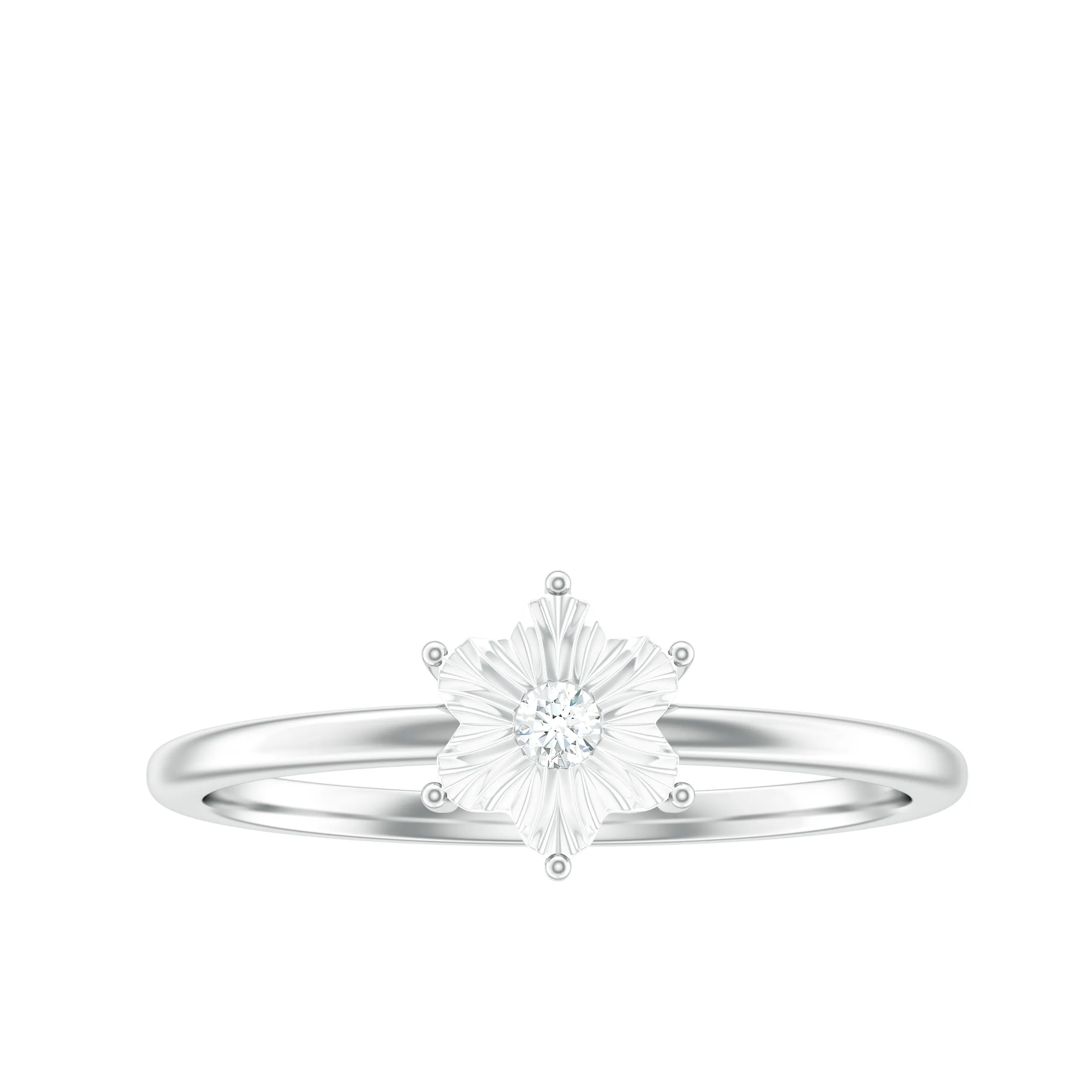 Natural Diamond Flower Ring with Miracle Plate