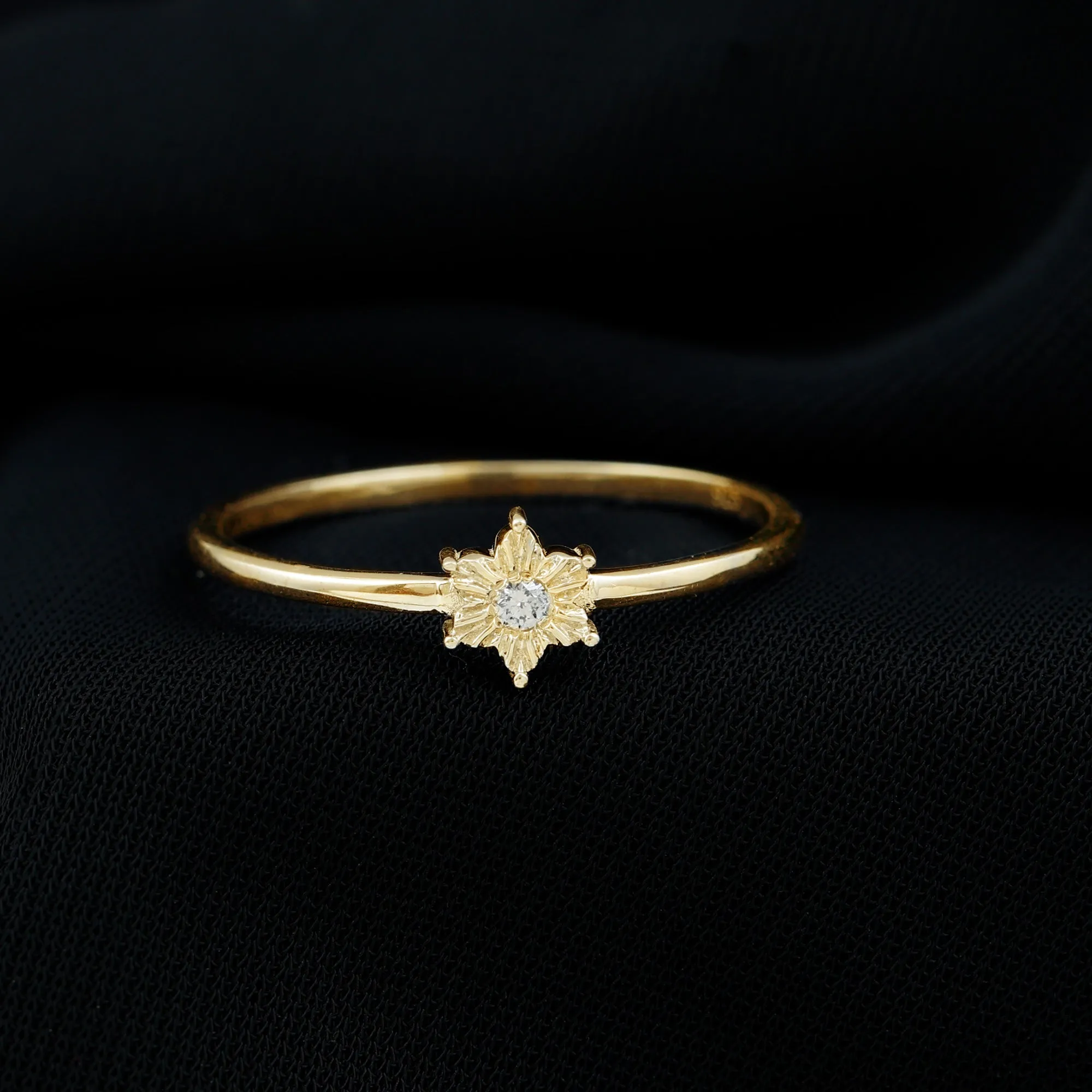 Natural Diamond Flower Ring with Miracle Plate