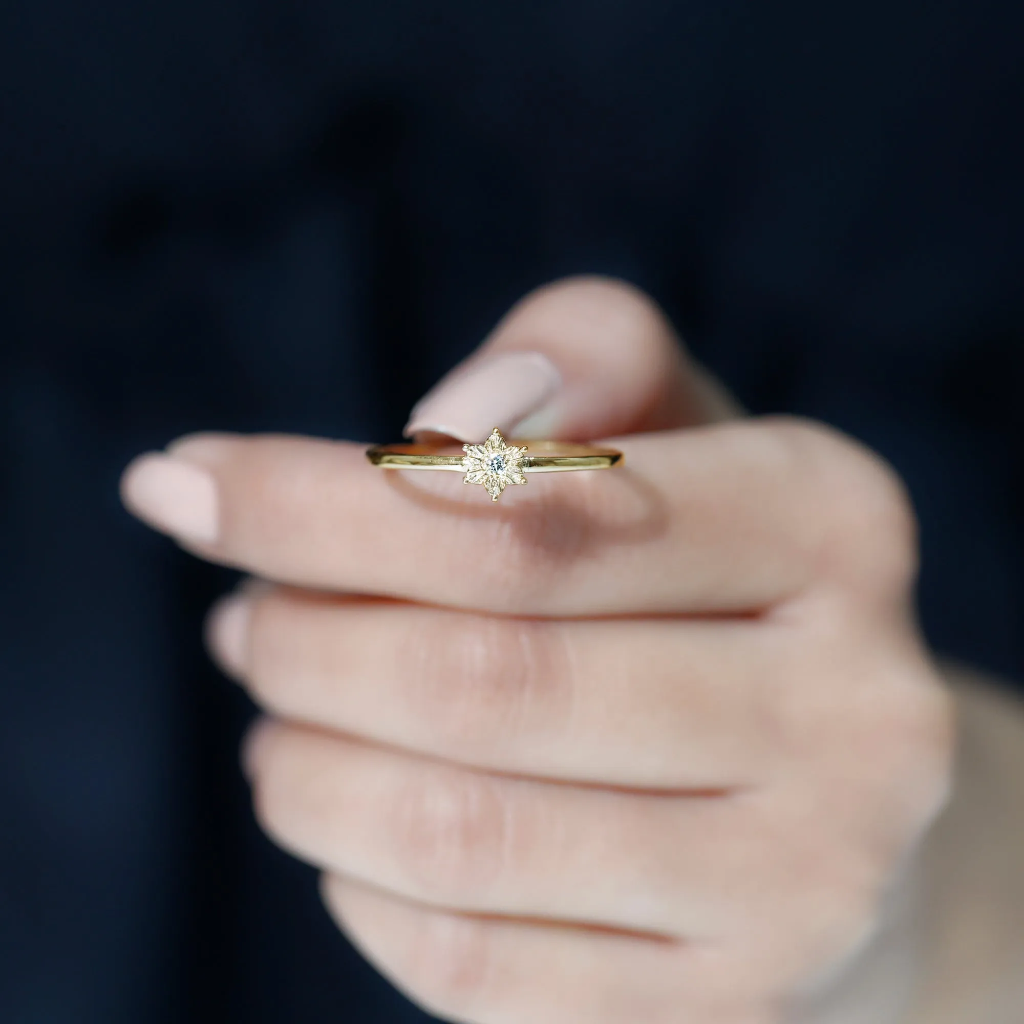 Natural Diamond Flower Ring with Miracle Plate