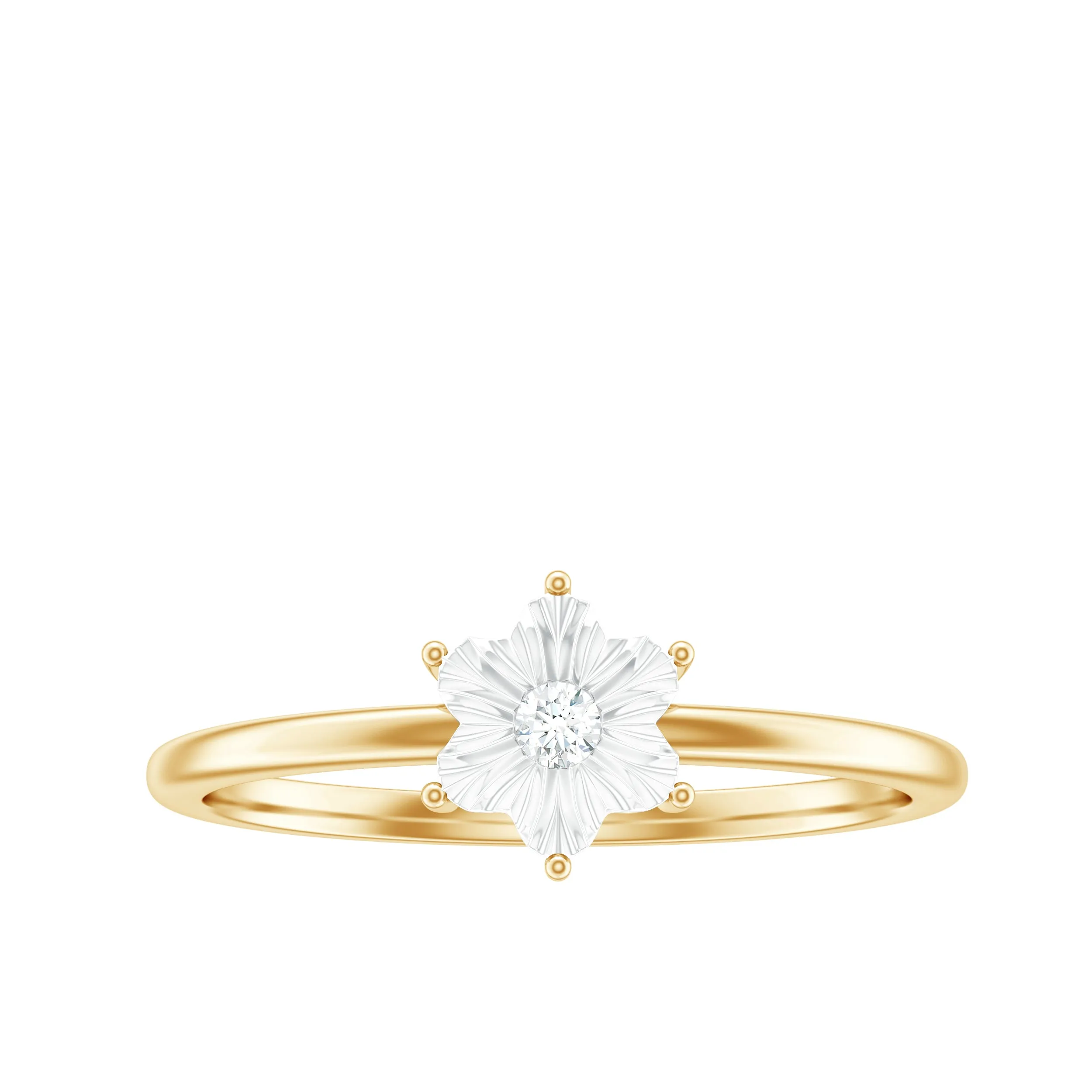 Natural Diamond Flower Ring with Miracle Plate