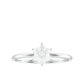 Natural Diamond Flower Ring with Miracle Plate