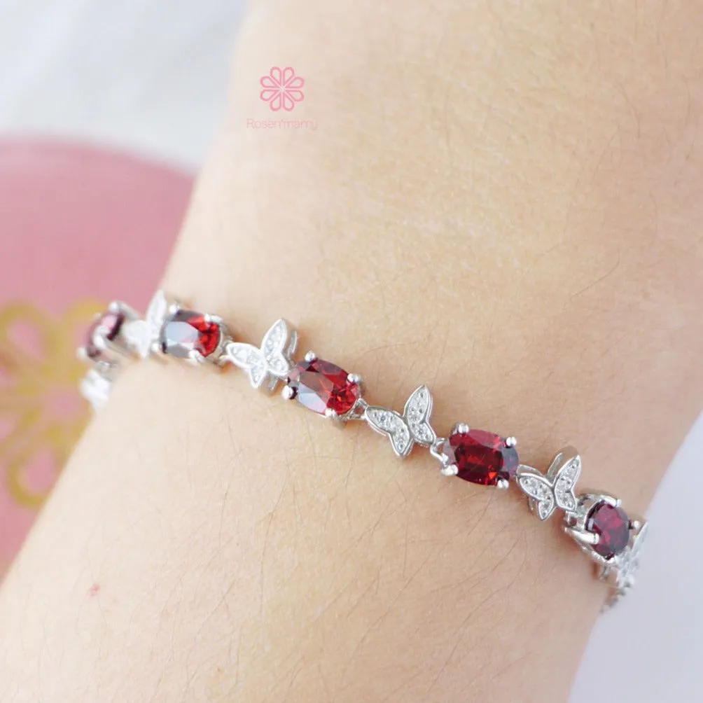 Natural Garnet Bracelet Sterling Silver925.