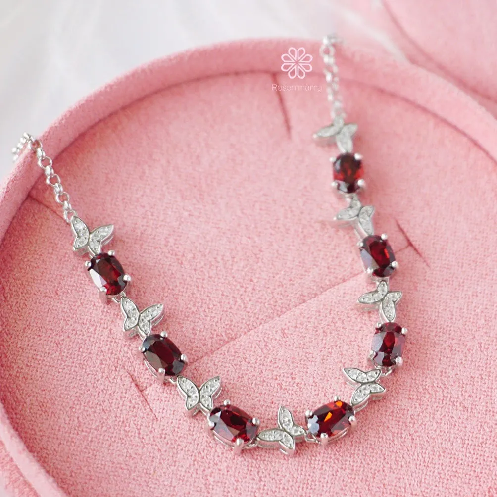 Natural Garnet Bracelet Sterling Silver925.