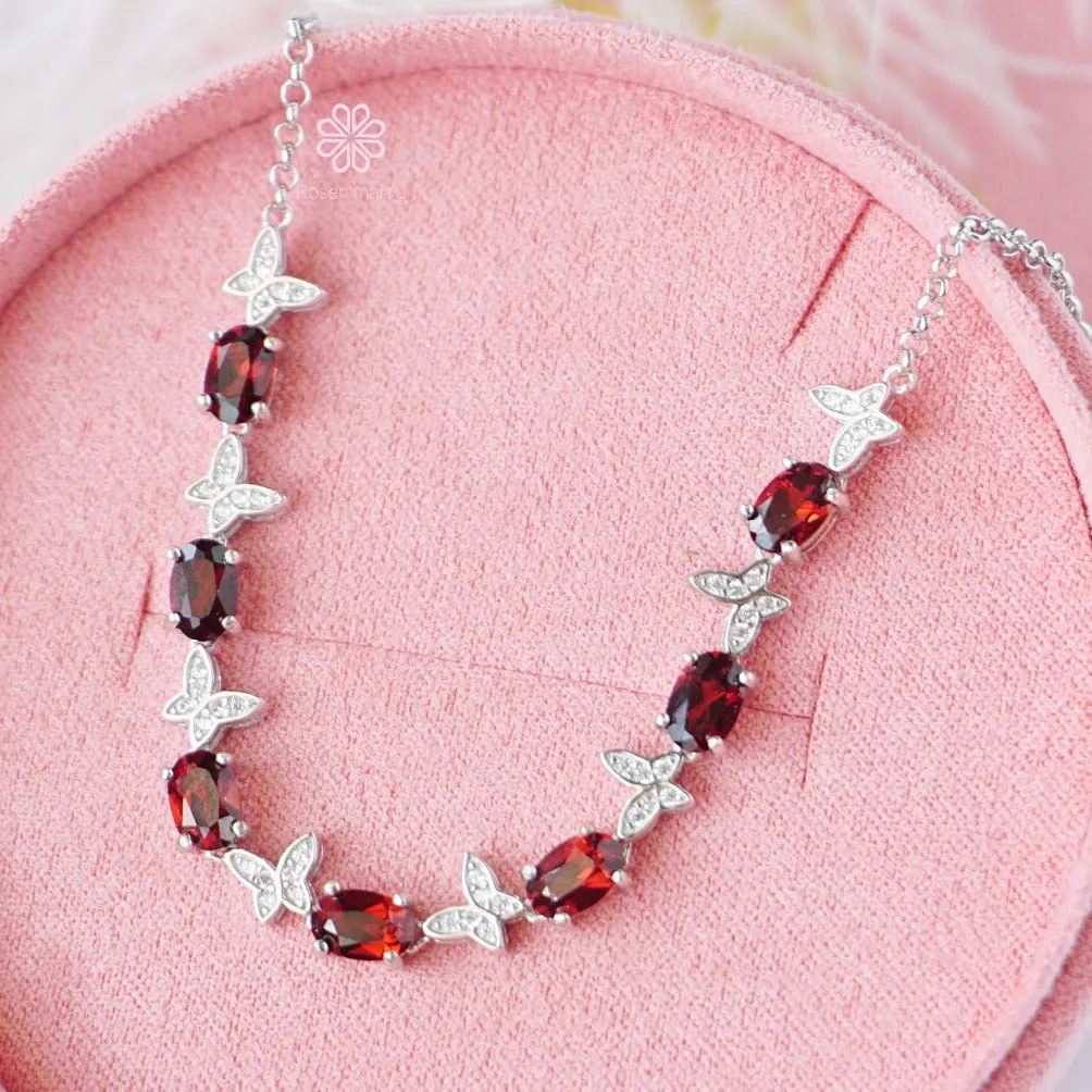 Natural Garnet Bracelet Sterling Silver925.
