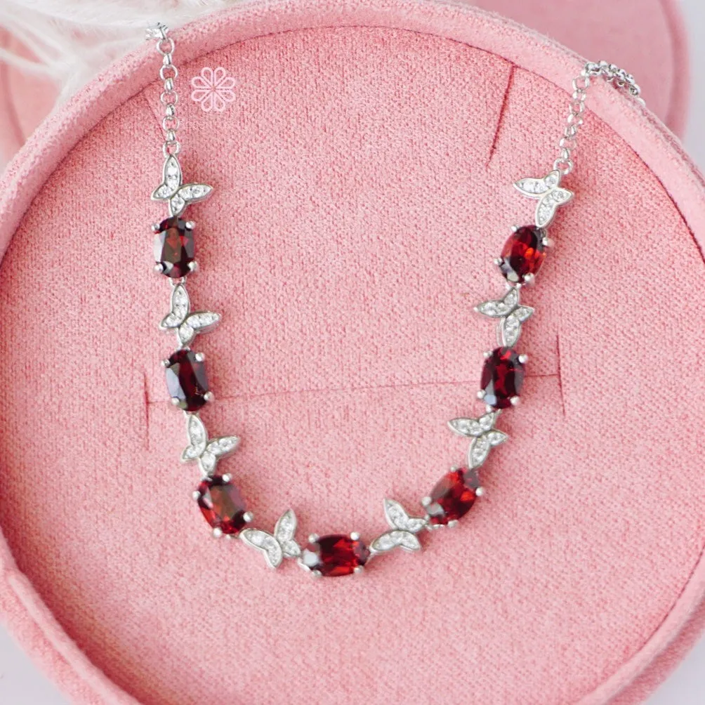 Natural Garnet Bracelet Sterling Silver925.