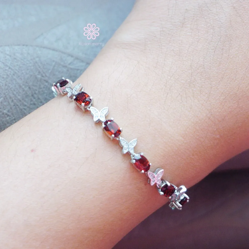 Natural Garnet Bracelet Sterling Silver925.