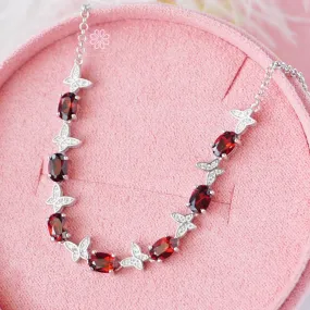 Natural Garnet Bracelet Sterling Silver925.