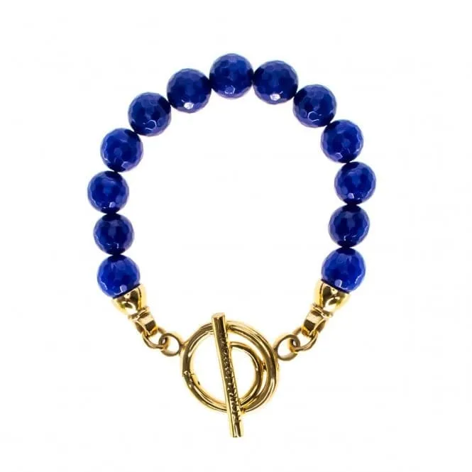 Nikki Lissoni Faceted Blue Jade  Gold Plated Beaded Bracelet