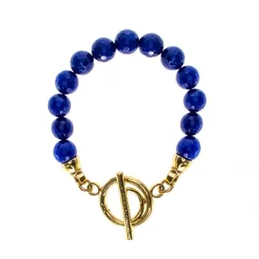 Nikki Lissoni Faceted Blue Jade  Gold Plated Beaded Bracelet
