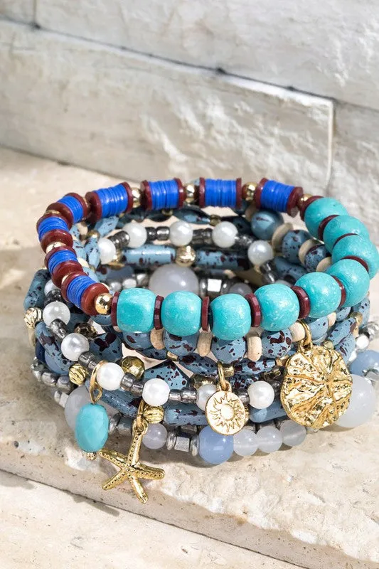 Ocean Multi Beaded Natural Stone Bracelet - ALL SALES FINAL
