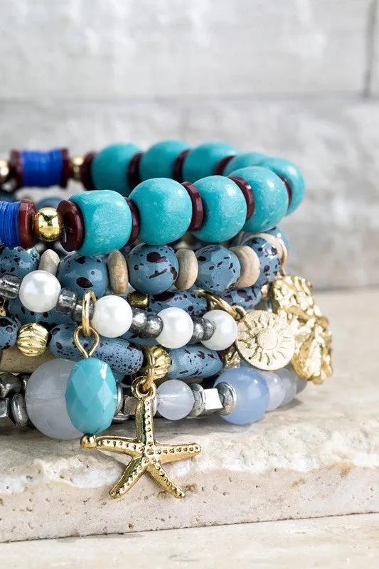 Ocean Multi Beaded Natural Stone Bracelet - ALL SALES FINAL
