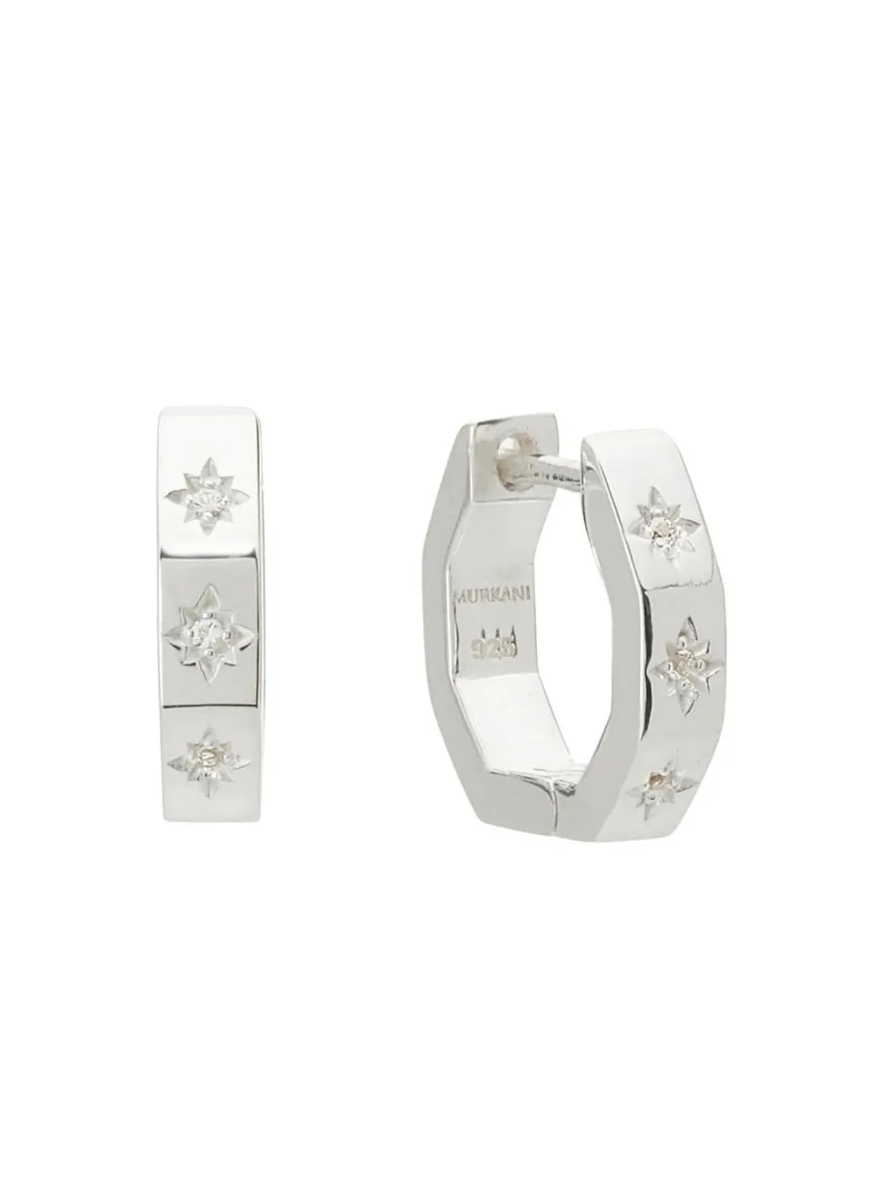 Octagonal White Topaz Huggies