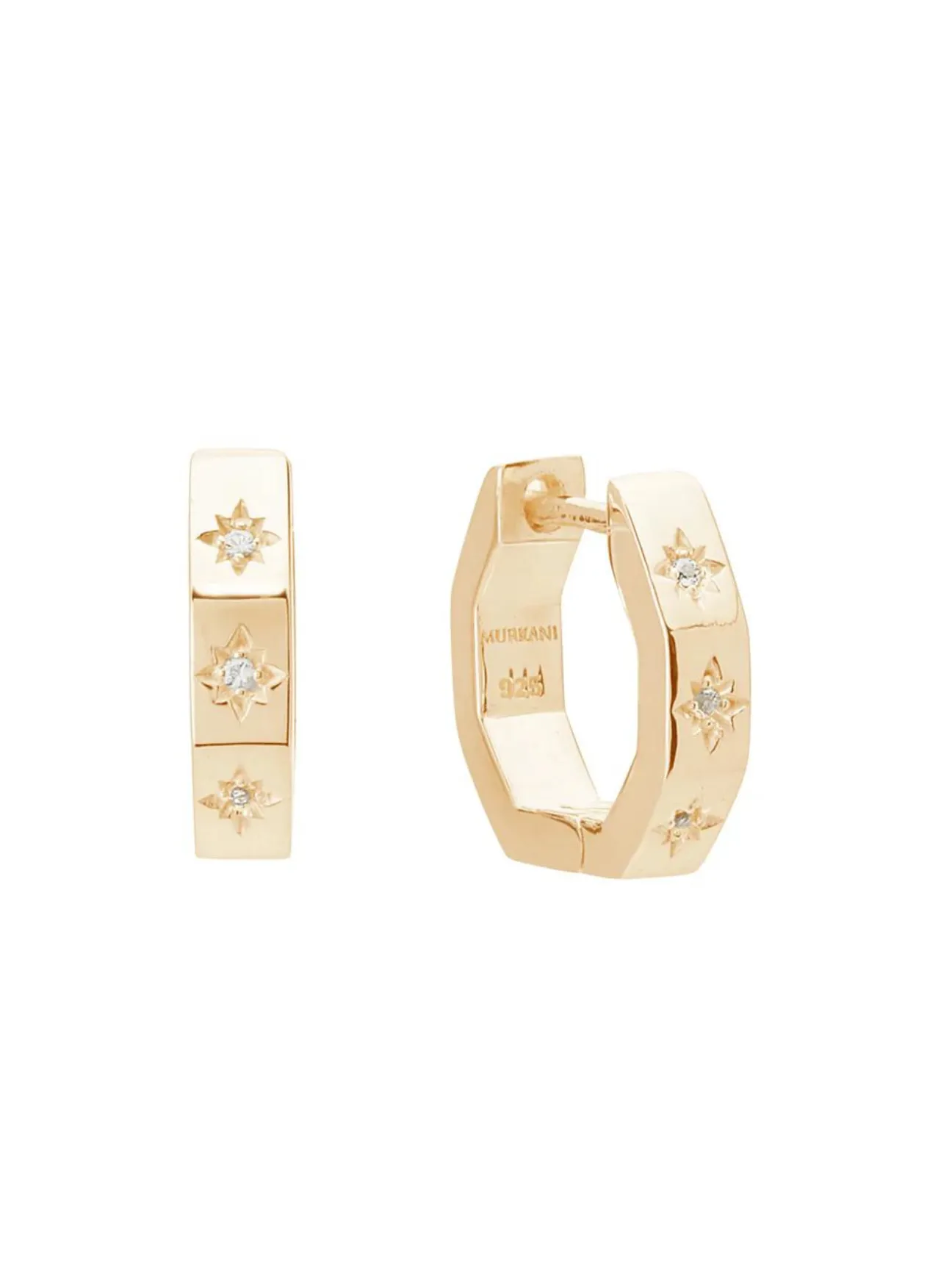 Octagonal White Topaz Huggies