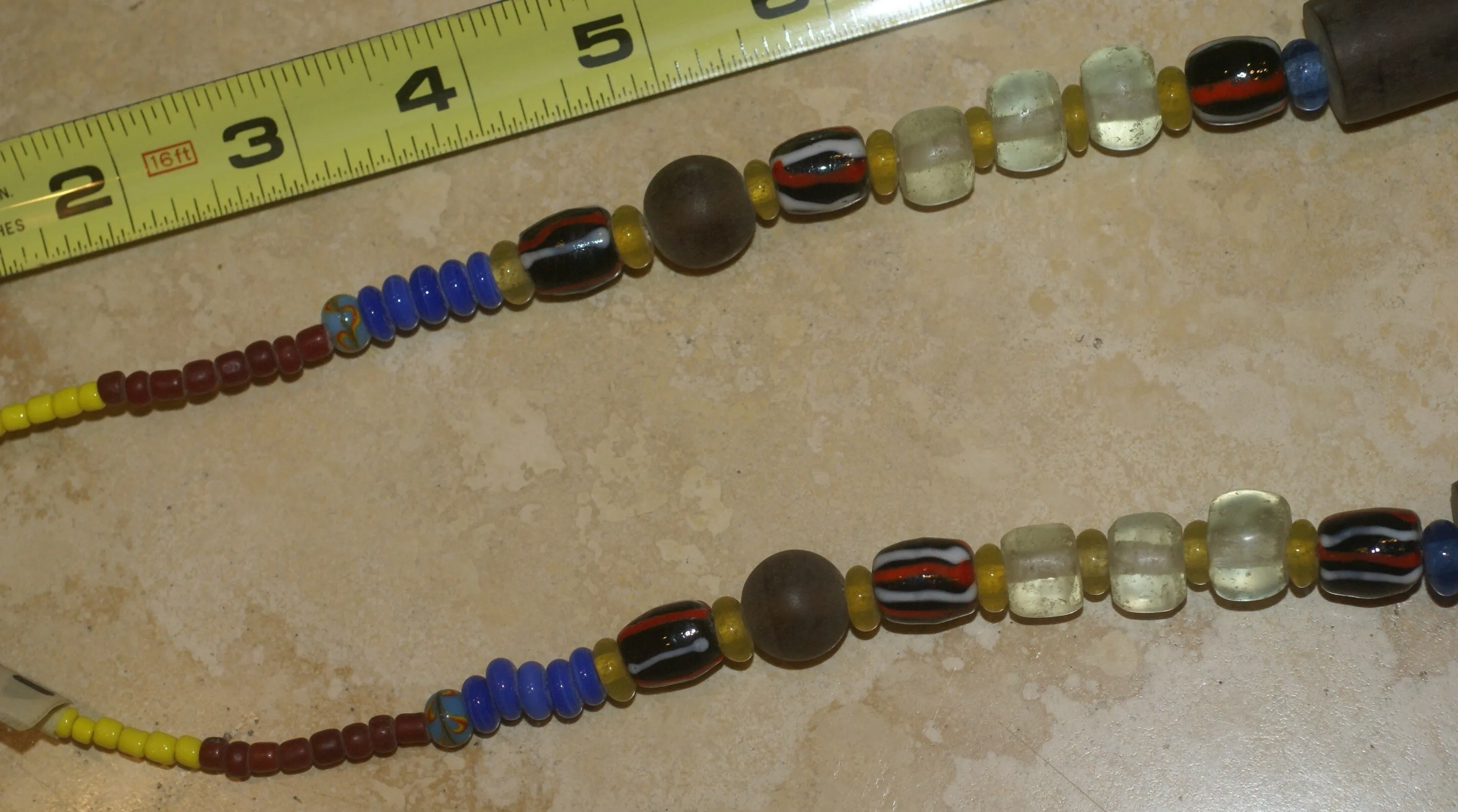 Old Rare Tribal Ethnic Dayak Iban Tribe Talisman Necklace: Antique Hand Crafted Magical Lukut Sekala , Glass, Pottery and Stone Beads, Amber beads, Chinese Coins, collected in 1980’s Borneo Aristocrat Owner, Indonesia. NB1