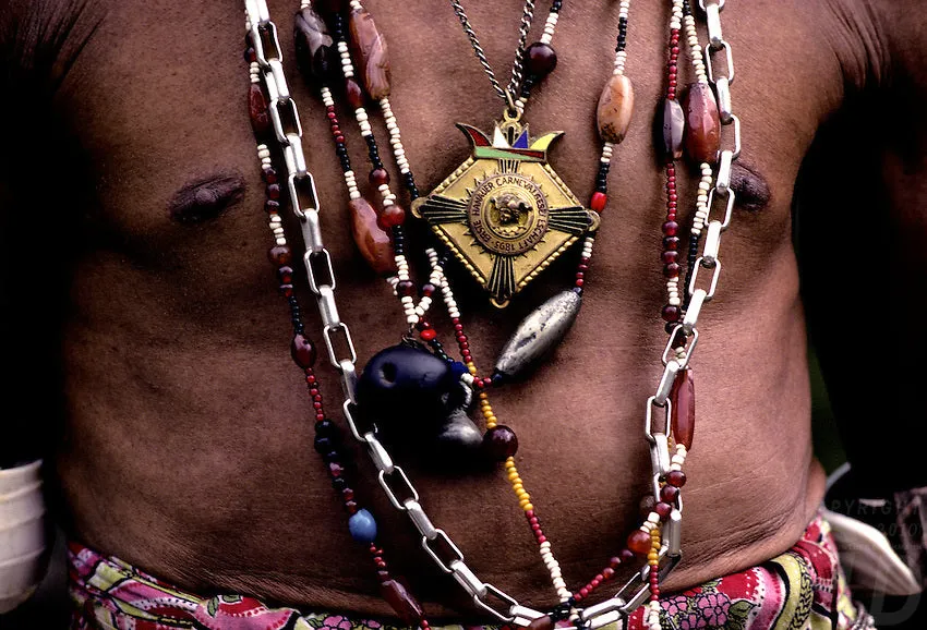 Old Rare Tribal Ethnic Dayak Iban Tribe Talisman Necklace: Antique Hand Crafted Magical Lukut Sekala , Glass, Pottery and Stone Beads, Amber beads, Chinese Coins, collected in 1980’s Borneo Aristocrat Owner, Indonesia. NB1