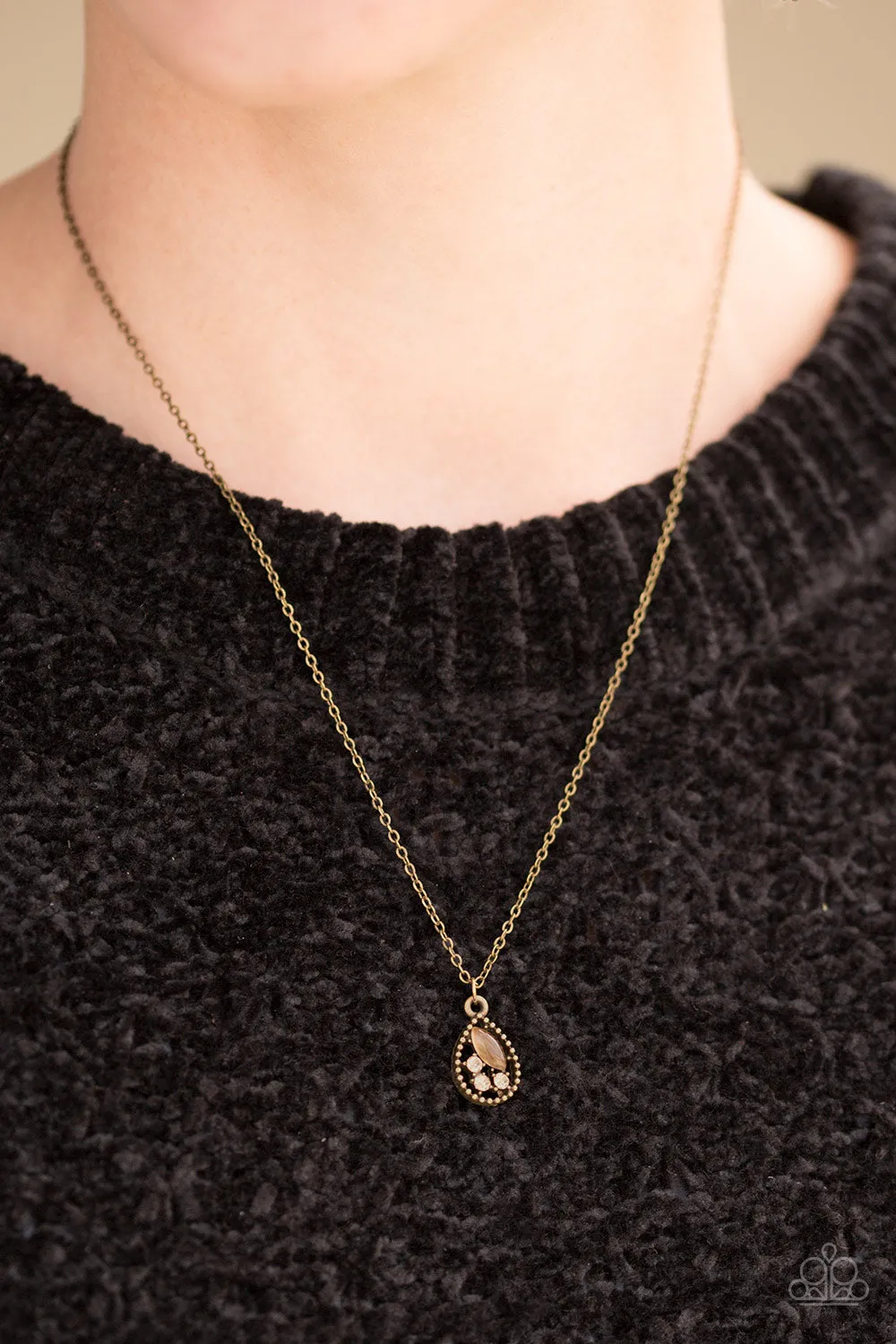 Open Door Jewelry - Drop and Shimmer - Brass Necklace - Paparazzi Accessories