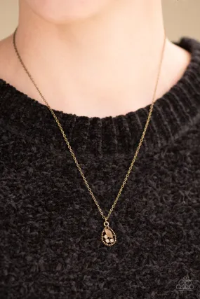 Open Door Jewelry - Drop and Shimmer - Brass Necklace - Paparazzi Accessories