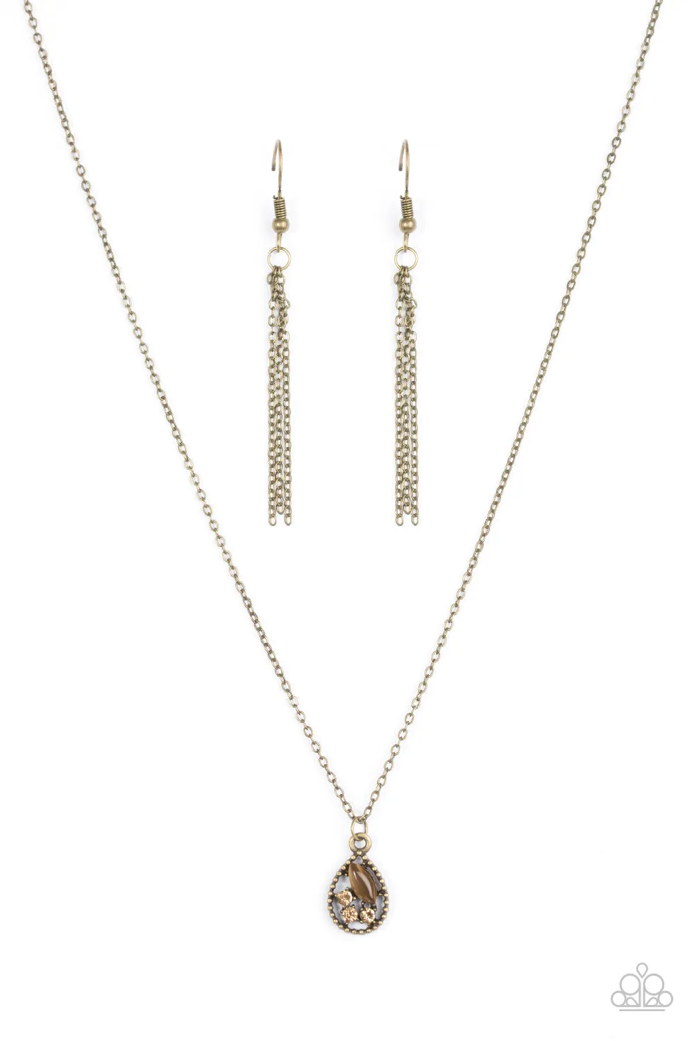 Open Door Jewelry - Drop and Shimmer - Brass Necklace - Paparazzi Accessories