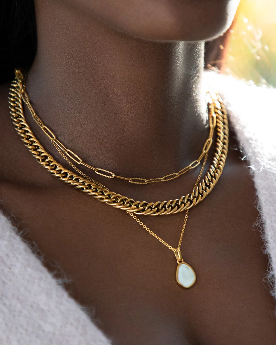 Organic Moonstone Pendant (Gold)