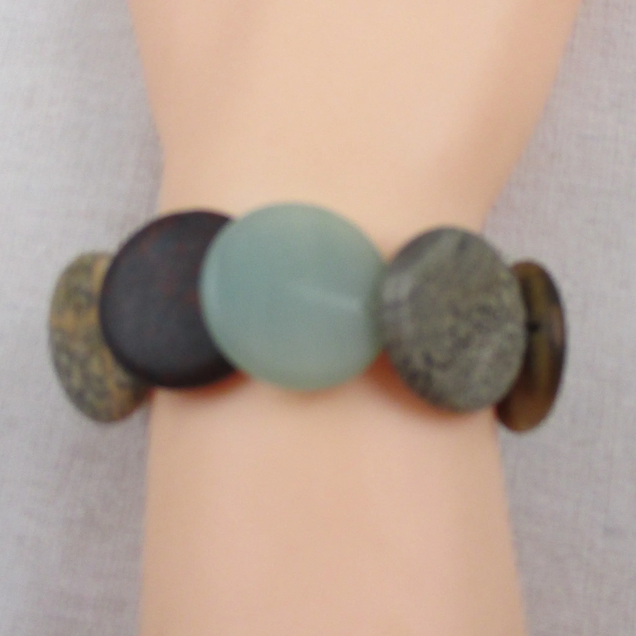 Overlapping Natural Gemstone Stretch Bracelet