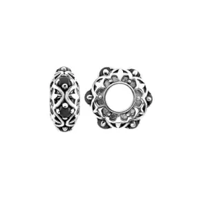 Oxidised Silver Patterned Onyx Charm S450ON