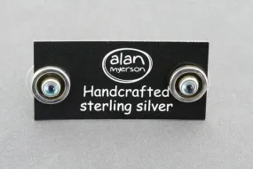 oxidized blue topaz stud - 4mm