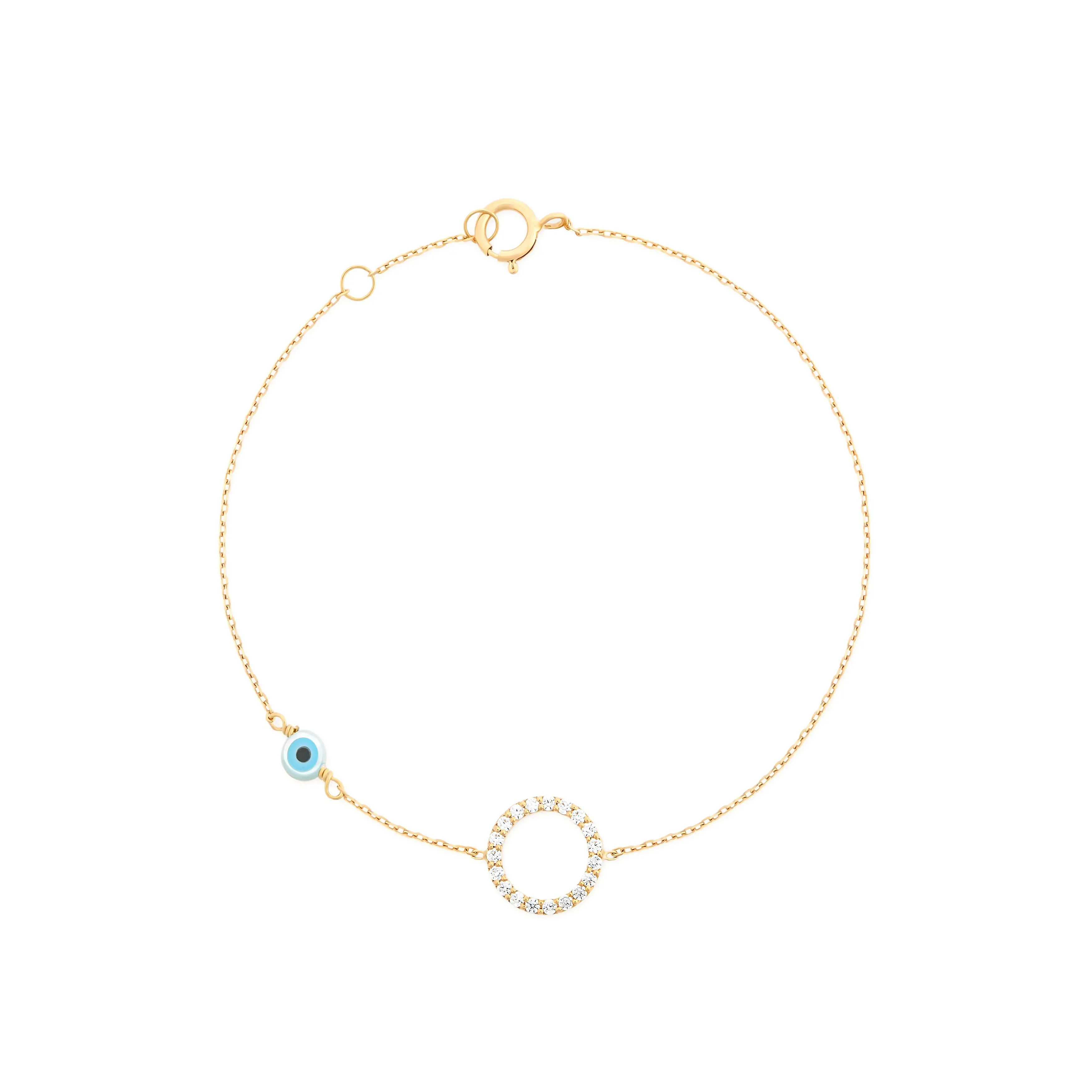 Pave Round Evil Eye Bracelet