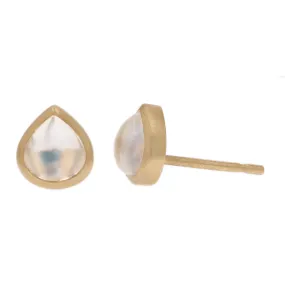 Pear-Shape Moonstone Bezel Studs