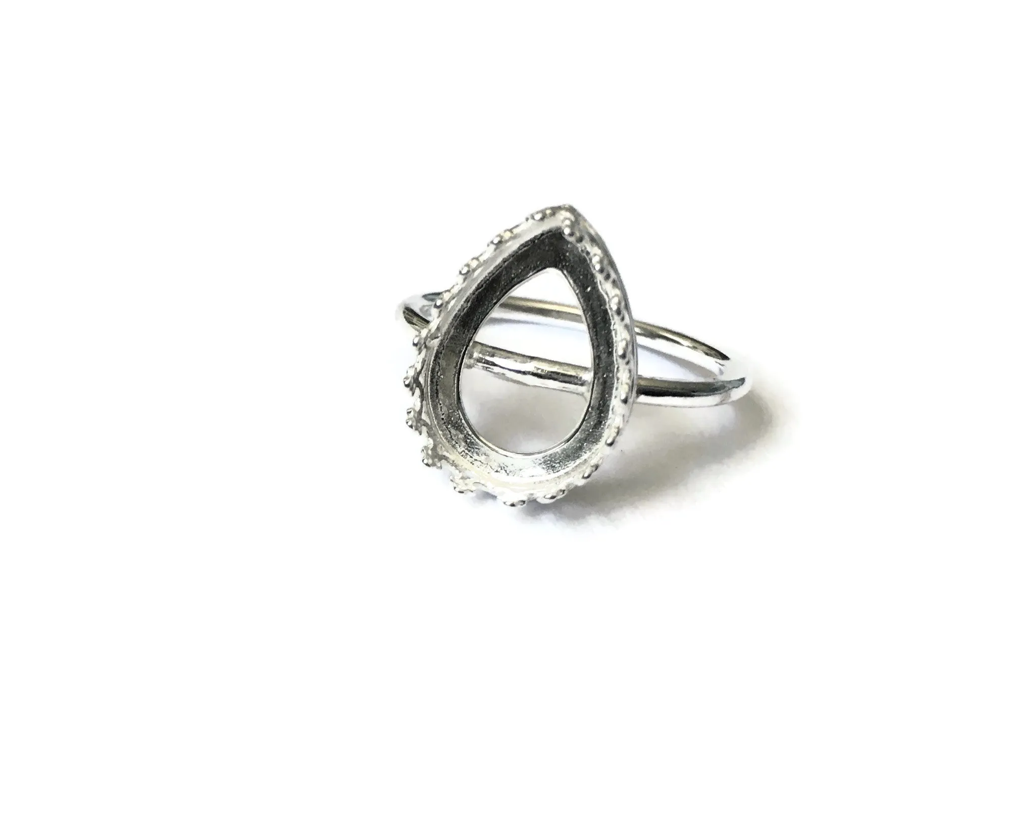Pear Teardrop Crown Ring Blank Plain Band | 7x10, 8x10, 14x10