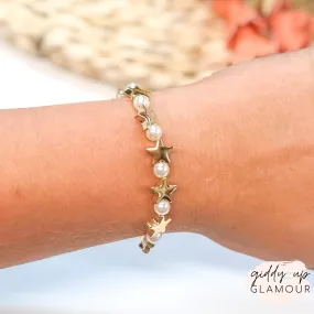 Pearl and Star Bracelet in Gold