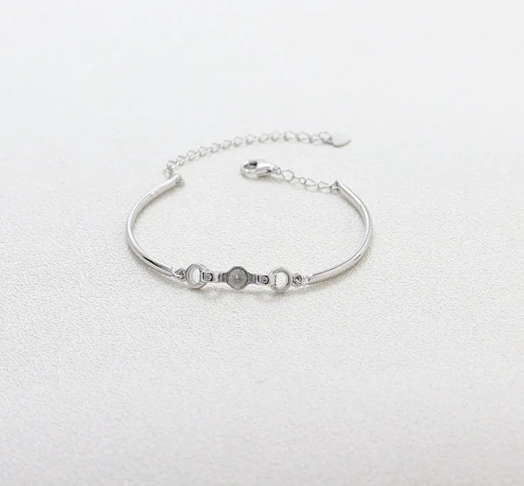 Pearl Chain Bracelet Setting 125mm 5 Inch Sterling Silver 925 For One Bead Blank Tray Base White Gold Fine No Prongs Jewelry Wholesale 1pc