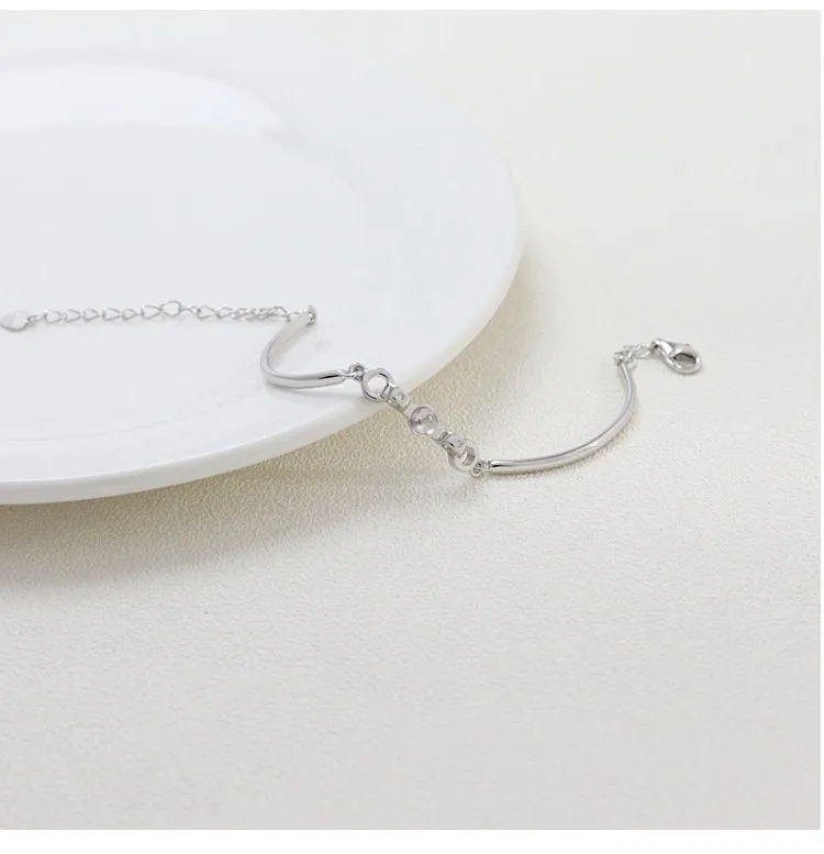 Pearl Chain Bracelet Setting 125mm 5 Inch Sterling Silver 925 For One Bead Blank Tray Base White Gold Fine No Prongs Jewelry Wholesale 1pc