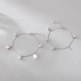 Pearl Chain Bracelet Setting 160mm 6,3" Sterling Silver 925 For Two Beads Blank Tray Base White Gold Fine No Prongs Jewelry Wholesale 1pc