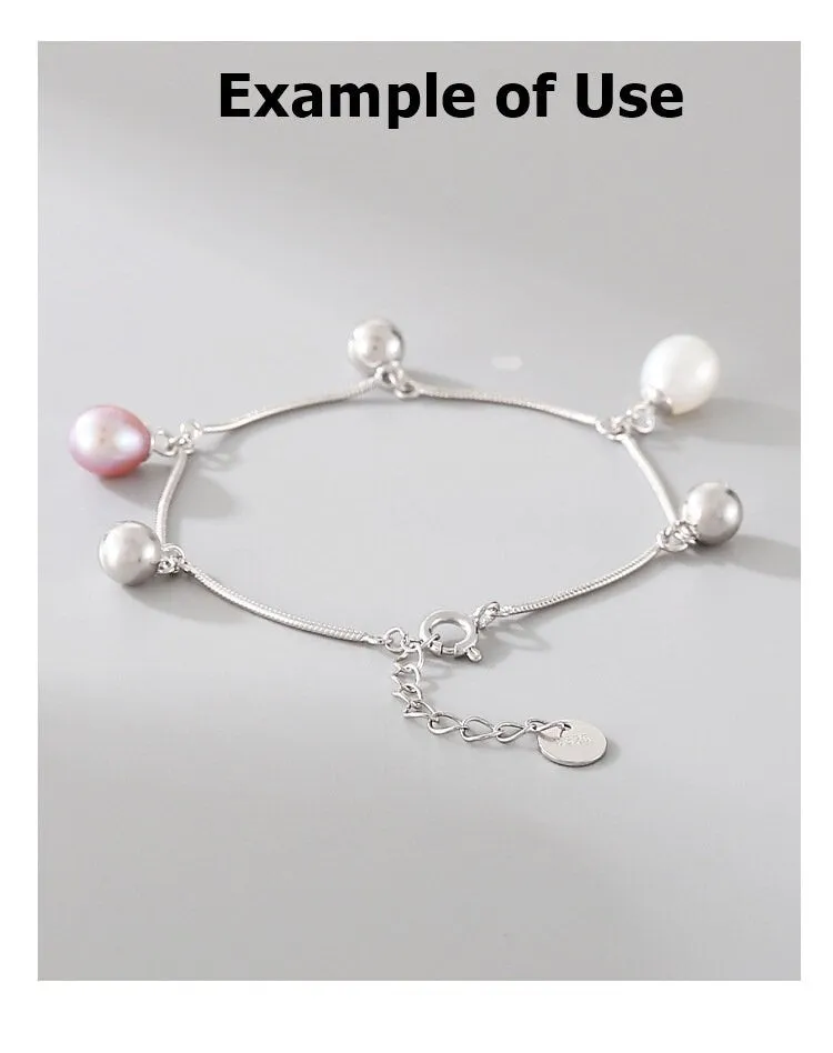 Pearl Chain Bracelet Setting 160mm 6,3" Sterling Silver 925 For Two Beads Blank Tray Base White Gold Fine No Prongs Jewelry Wholesale 1pc